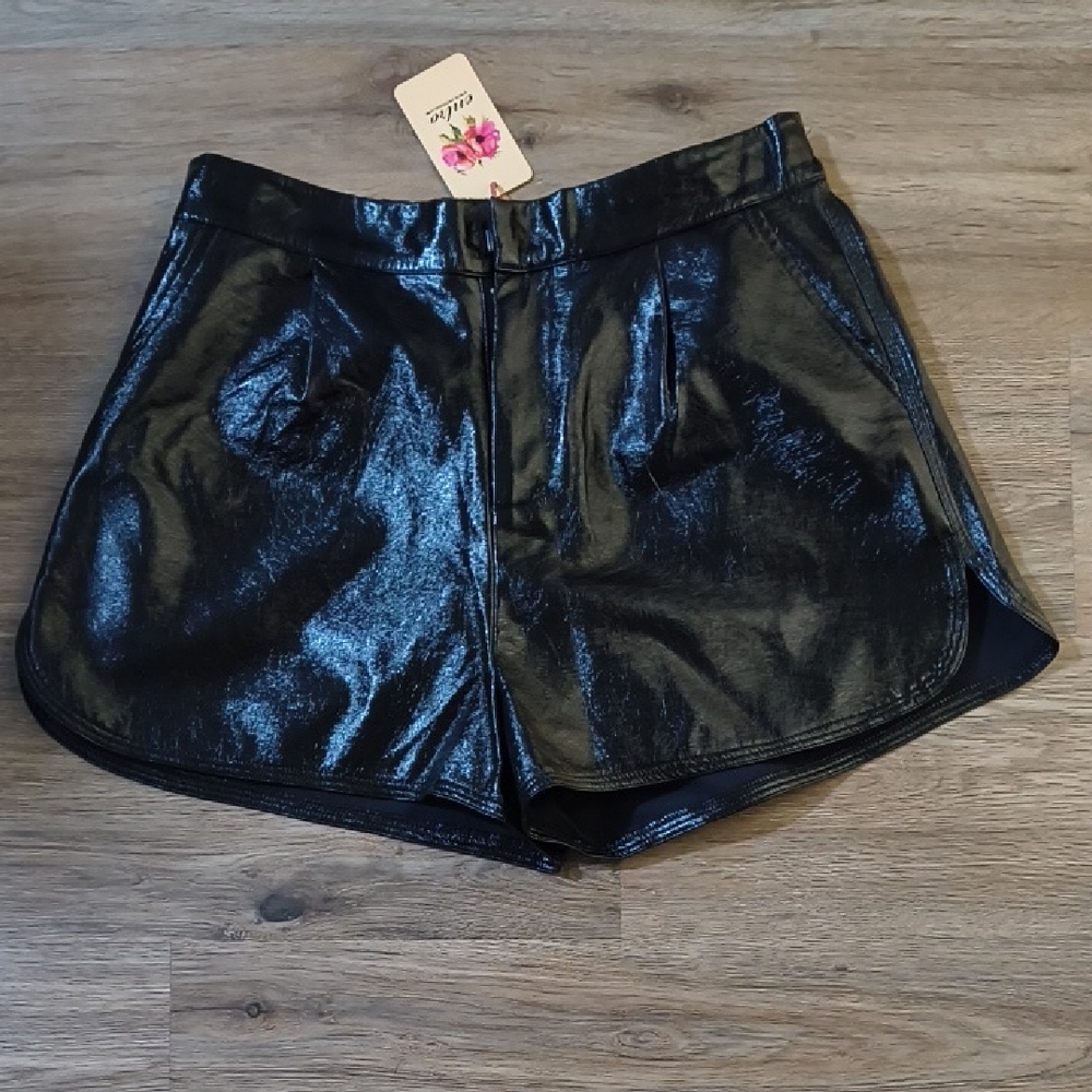 Zara Shiny Black High Waist Shorts